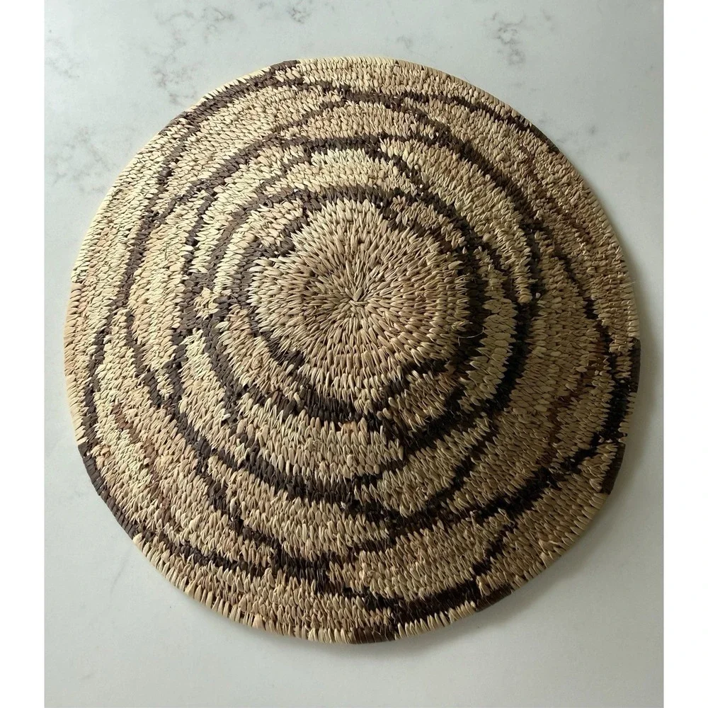 MEDIUM SIZE VINTAGE WOVEN COILED BASKET Farmhouse Boho
